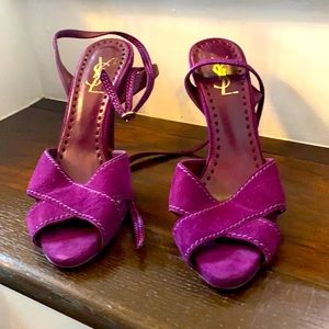 Saint Laurent, YSL purple suede heels. Size 9.5